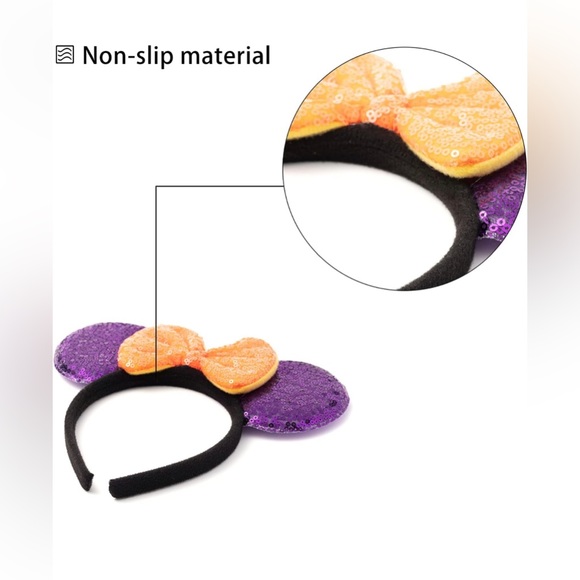 2 Purple & Orange Mickey Minnie Mouse Ears - Picture 3 of 4